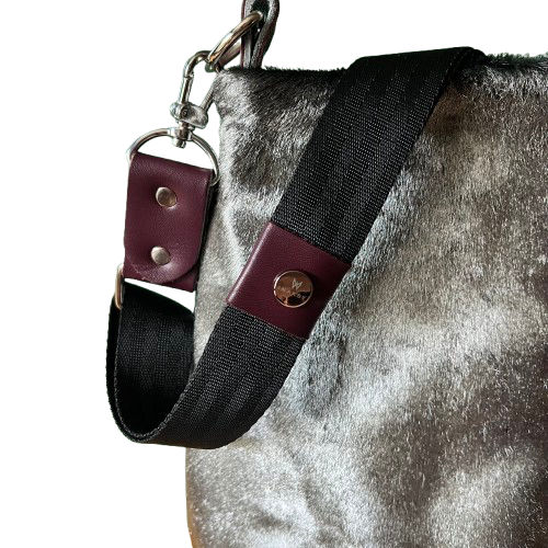Trapezoid Bag – Burgundy Plum & Silver Hair-On Leather