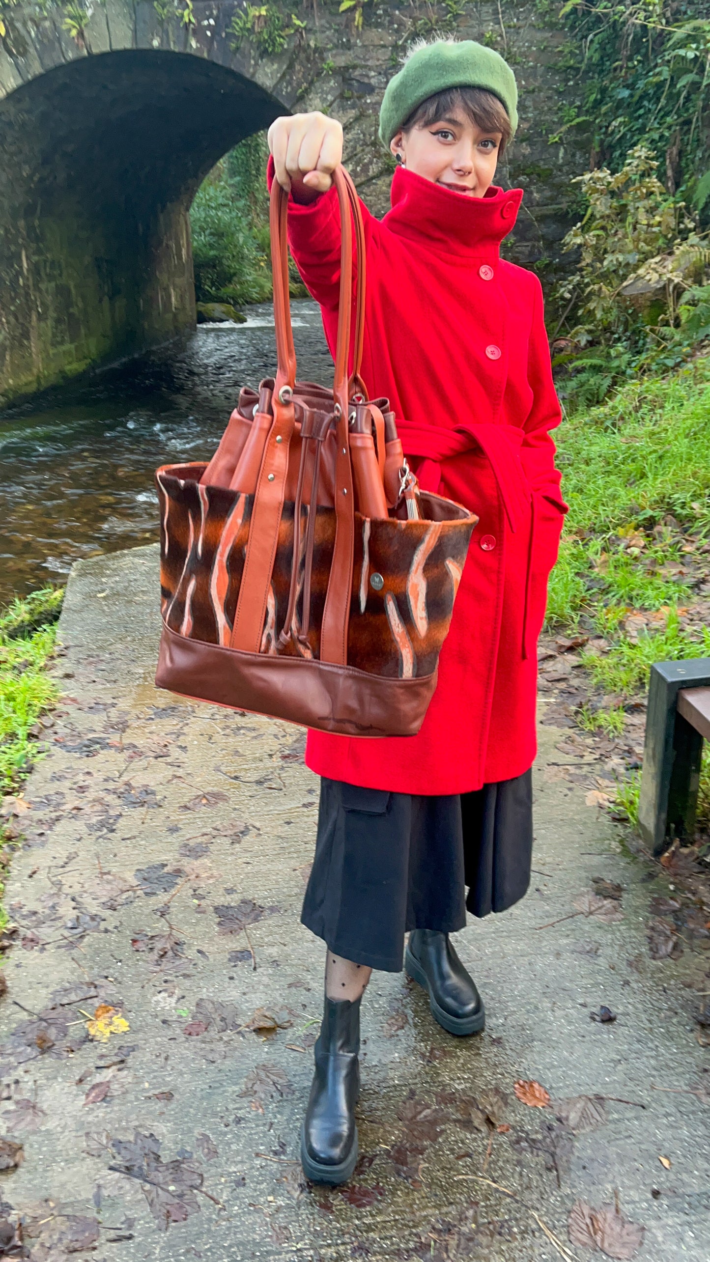 Rustic Italian Leather Bucket Bag (Large) with Matching Leather Wallet