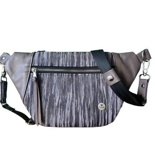 The Sleek Motion – Grey with Plum Accent Cowhide Leather Bag