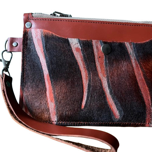 Chestnut Cowhide Leather Zipper Wallet