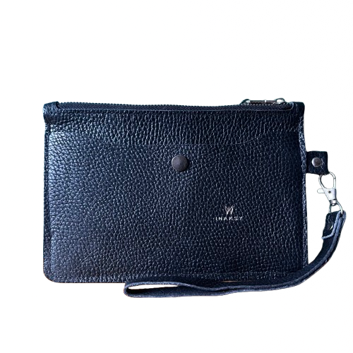 Black Cowhide Leather Pouch