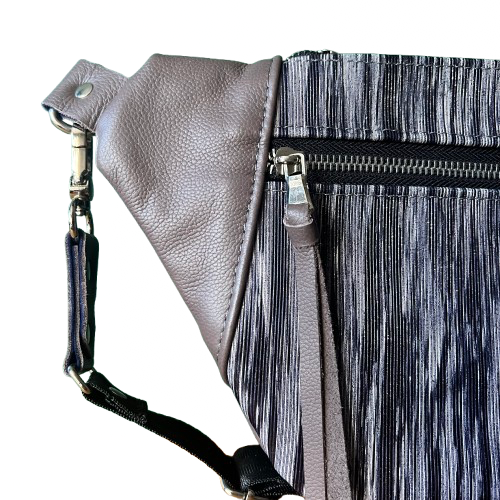 The Sleek Motion – Grey with Plum Accent Cowhide Leather Bag