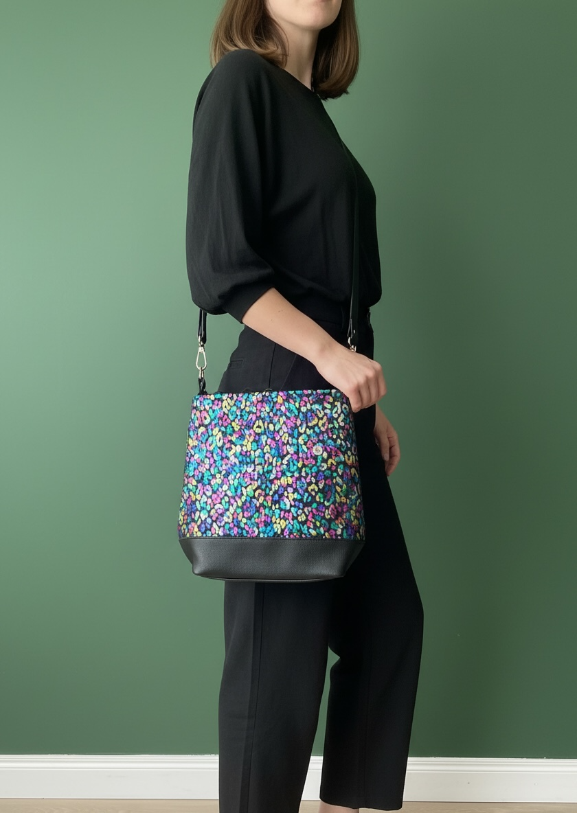 Trapezoid Bag –  Metalic Leopard Print Leather Bag
