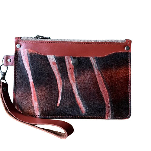 Chestnut Cowhide Leather Zipper Wallet