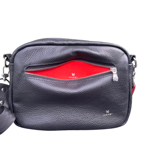 Leather  Black & Orange Box Crossbody Bag