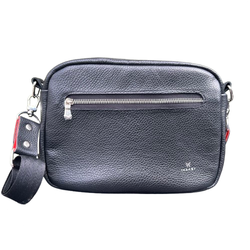 Leather  Black & Orange Box Crossbody Bag