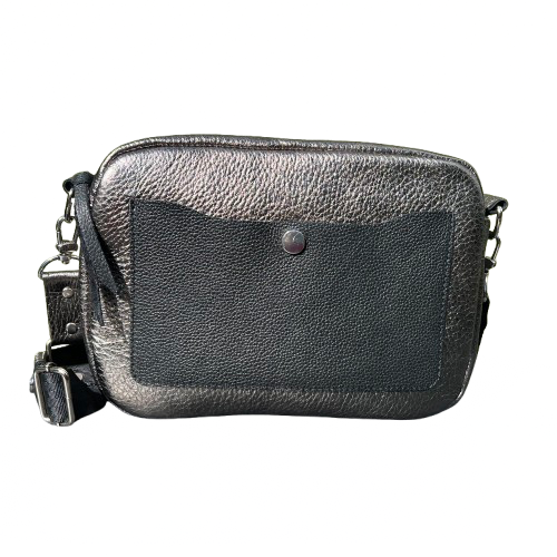 Urban Box Bag – Made from Italian Deer Leather Metallic Gunmetal & Black