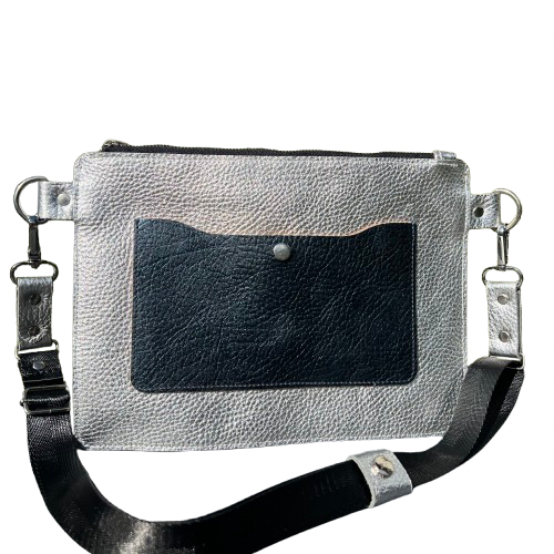 Twinkle Pop Envelope Bag – Handcrafted Italian Leather, Metallic Silver