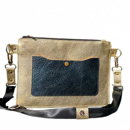 Twinkle Pop Envelope Bag – Handcrafted Italian Leather, Metallic Gold