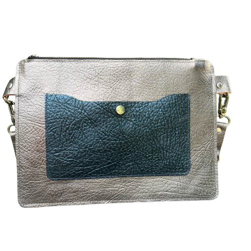 Twinkle Pop Envelope Bag – Handcrafted Italian Leather, Metallic Gunmetal