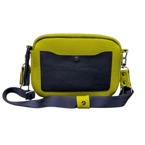 Leather Lime  Green & Black Box Crossbody Bag