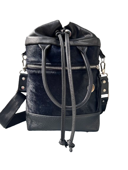 Leather Black Bucket Bag