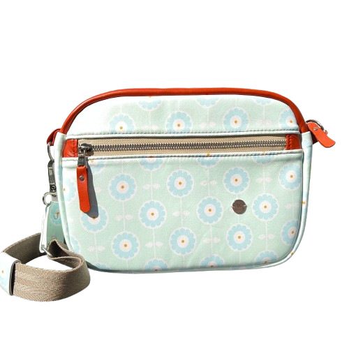 Urban Bloom Box Bag – Orange Flower Print Leather Handbag