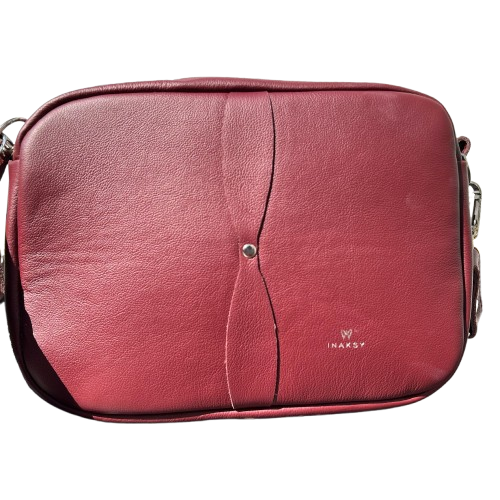 Burgundy Hair-On Leather Box Bag with Coin Wallet – Handmade Luxury