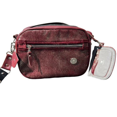 Burgundy Hair-On Leather Box Bag with Coin Wallet – Handmade Luxury