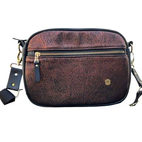Rustic & Black Leather Bag – Handmade Two-Tone Leather Handbag